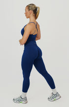 Tempo Seamless Scrunch Leggings & Multi-Way Sports Bra Set - Midnight Blue